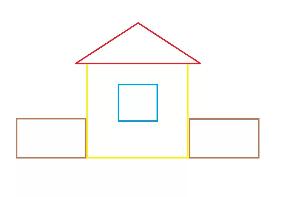 Дома во второй младшей группе. Домик из геометрических фигур. Рисование домика в младшей группе. Рисование домика в средней группе. Домик для рисования детям.