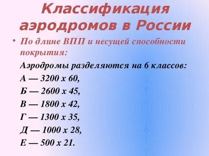 Классы аэропортов