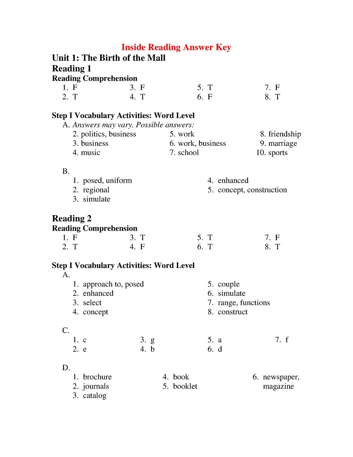 Unit 6 reading. Inside reading 1 answer Keys. Inside reading 2 answer Key. Inside reading 1 ответы. Inside reading 3 answer Key.