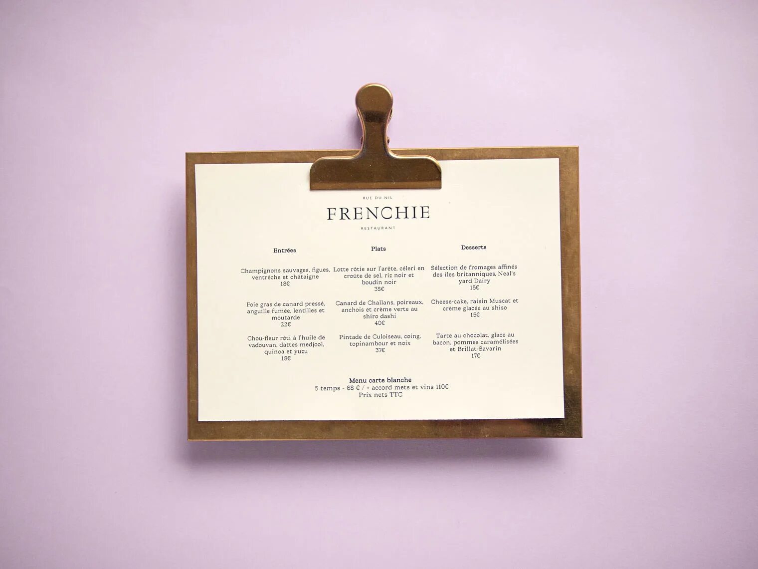 Menu layout