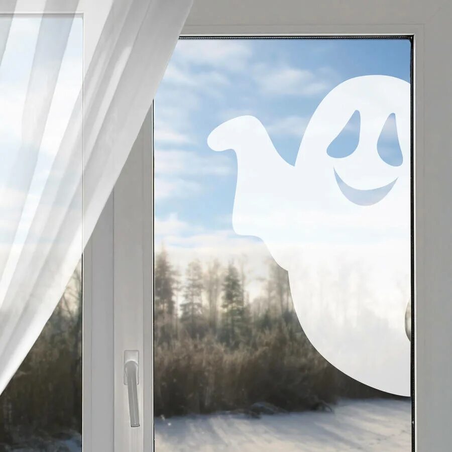 Статические наклейки на окна. Интересные наклейки на окна. окно стикер. приведение на окно хэллоуин.