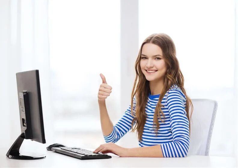 Is she on the computer