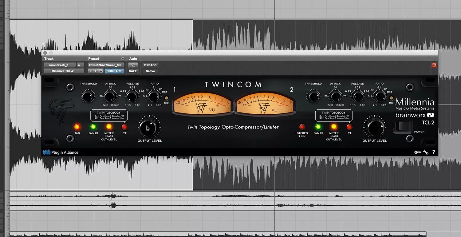 Millennia обзор. Двухканальный компрессор/ лимитер Millennia Media TCL-2 Platinum. Плагин Brainworx. Миллениум байпас. Millennia TCL-2 V1.10.1.