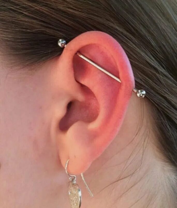 My industrial piercing. One of my favorite presents Earings piercings, Ear pierc