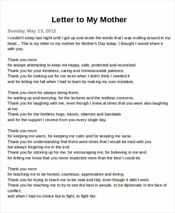 The day my mother made an apology. Thank you Letter to mom. Letter to my mother. Letter for mother. Letter to mom.