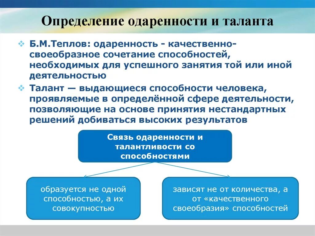 Теплов психология способностей. Определению понятия «одаренность». Б.М Теплов одаренность. Б.М Теплов способности и одаренность. Одаренность и талант.