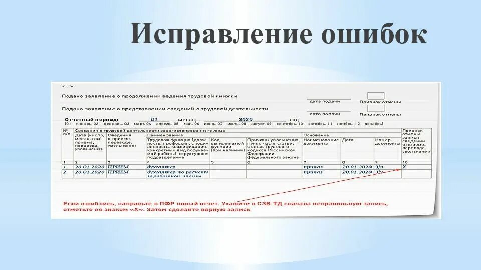 Исправление ошибок. СЗВ-ТД. Исправление неисправностей. Исправление ошибок в личном деле ученика.