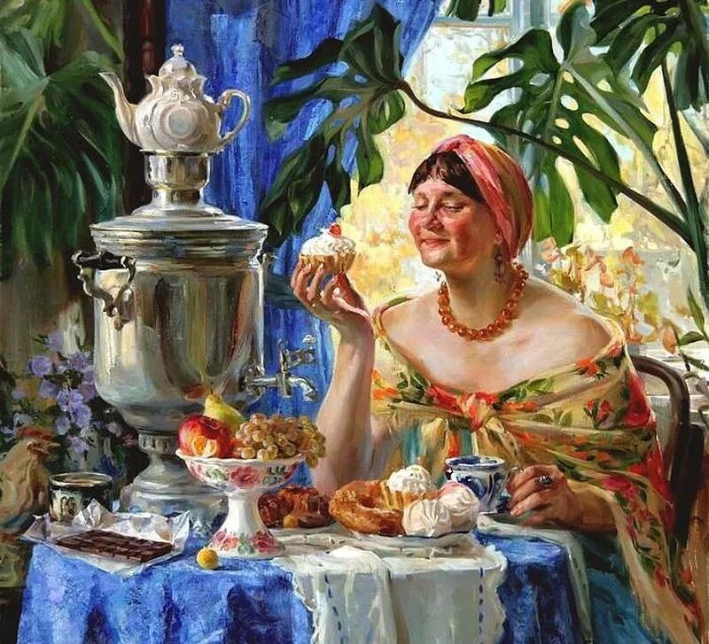 Под чаёк. Русский чайком. Натюрморт с самоваром батаргшин. Чаепитие. Чайный стол с самоваром.