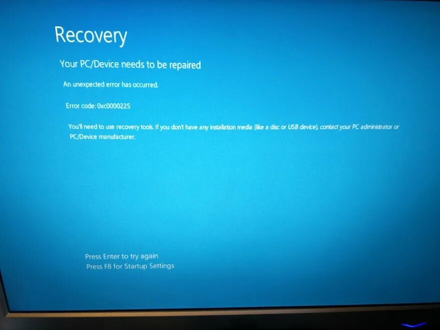 Ошибка unknown error code 0xc0000225 0xc0000225. Your PC device needs to be Repaired Windows 10. Recovery your PC needs to be Repaired. Your PC needs to be Repaired. You PC device needs to be Repaired.