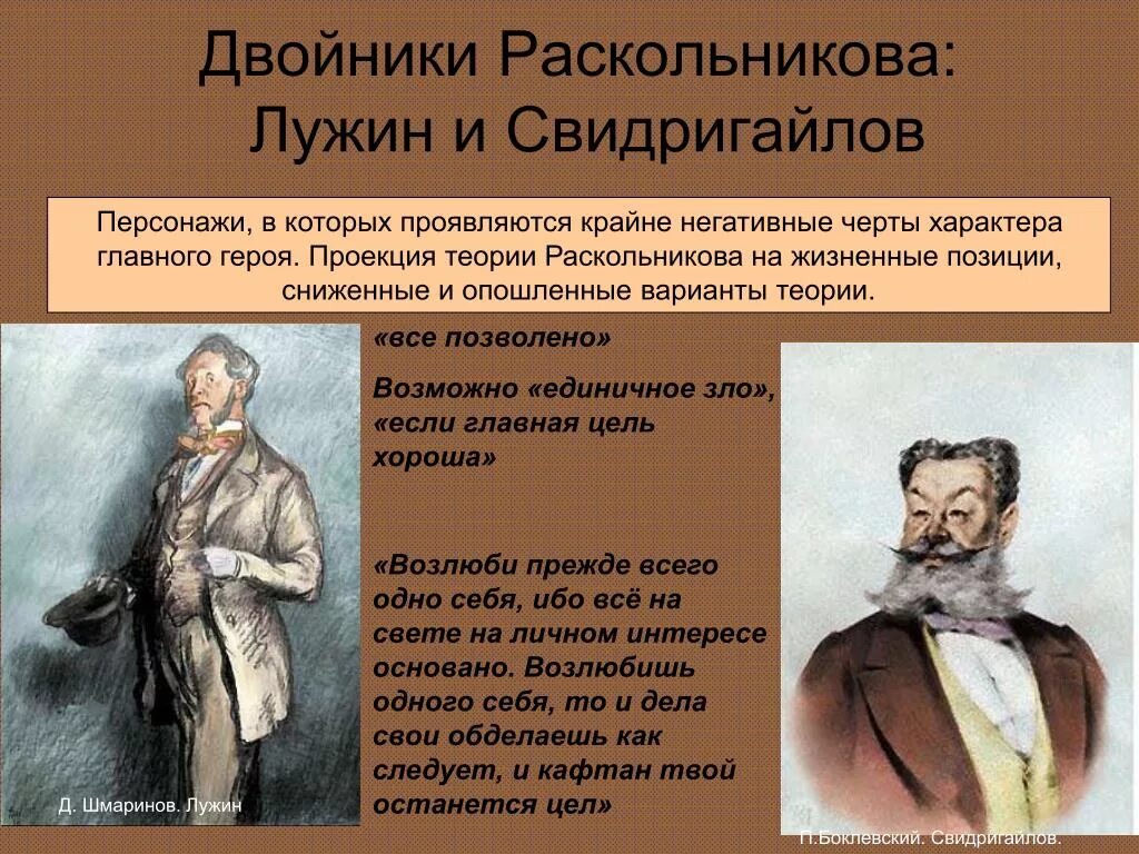 Теория лужина в романе. Свидригайлов Лужин двойники двойники Раскольникова. Теория Свидригайлов в романе преступление и наказание. Теория Свидригайлова в романе преступление и наказание. Образы Лужина и Свидригайлова в романе преступление и наказание.