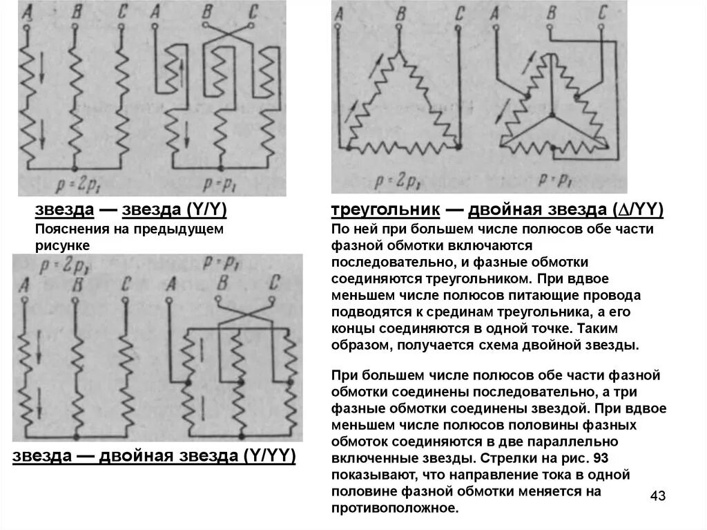 Схема соединения обмоток двигателя. Схема подключения электродвигателя двойная звезда. Схема соединения обмоток звезда звезда. Схема соединения обмоток асинхронного двигателя звезда треугольник. Схема соединения обмоток двойная звезда треугольник.