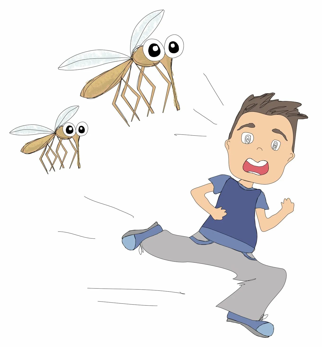 Укус рисунок. Комар для детей. Комары мультяшные. Человек убегает от комара.