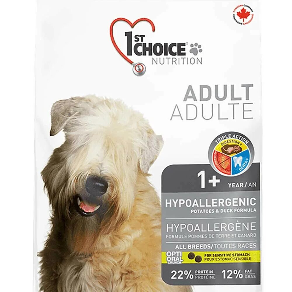 Кормы choice собаки. Корм для собак 1st choice гипоаллергенный. 1st choice Hypoallergenic all Breeds. Фёст Чойс для собак гипоаллергенный. Корм для собак 1st choice Adult утка с картофелем 350г.