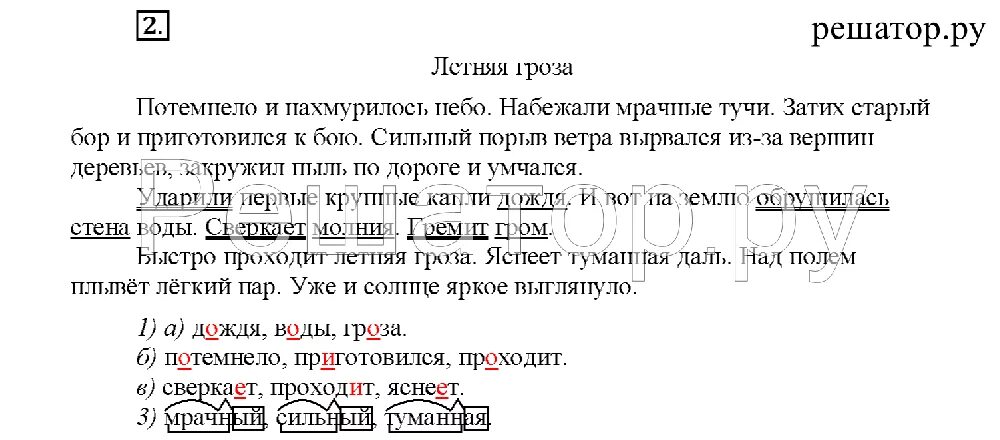 Выглянуло из за туч падеж. ДЗ лист по русскому языку. Летняя гроза диктант. Летняя гроза текст. Потемнело нахмурилось небо набежали.