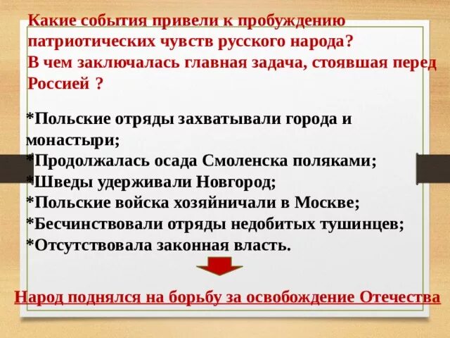 Вопросы к пробуждению. В чем заключалась Главная задача, стоявшая перед Россией?. Пробуждение патриотических чувств. Какие события привели русско. Патриотические чувства в истории России.