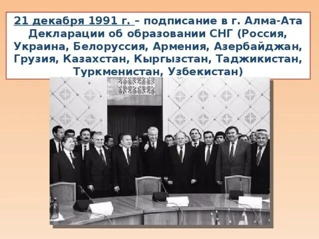 Алма атинская декларация 1991 года. Соглашение снг. Образование снг презентация. Декларация о создании снг была подписана в. Подписали:.
