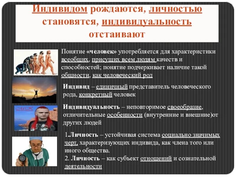 Индивидом рождаются личностью. Индивидами рождаются личностью становятся индивидуальность. Человеком рождаются а личностью становятся. Человек рождается индивидом. Человек рождается личностью становишься