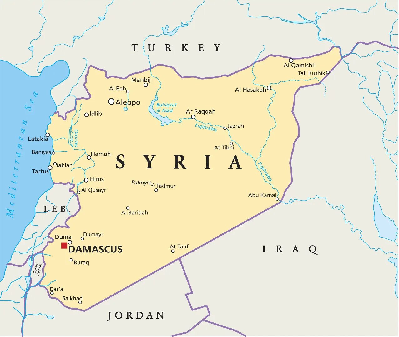 Дамаск где находится страна. Сирия политическая карта. Пальмира на карте Сирии. Дамаск на карте Сирии.
