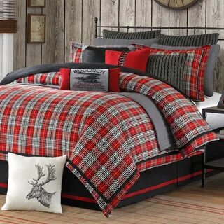 red plaid quilt bedding. 