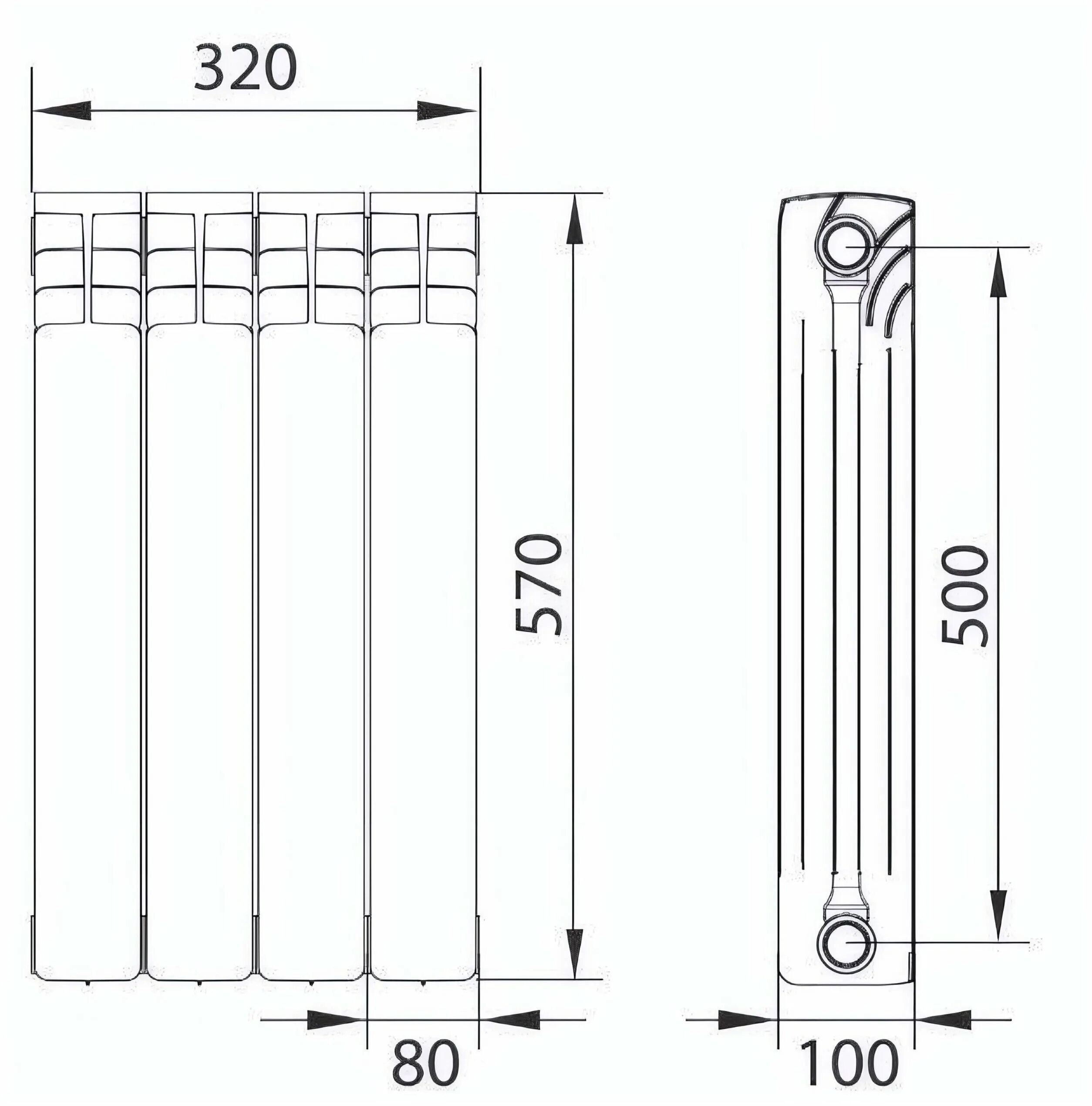 Высота радиатора 500 мм