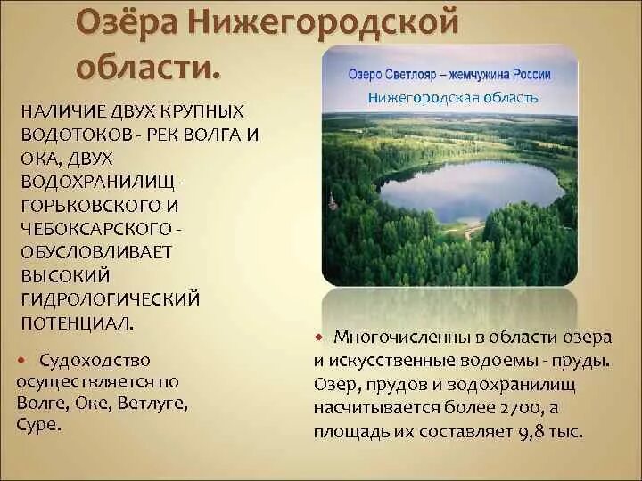 Естественные водные объекты нижегородской области