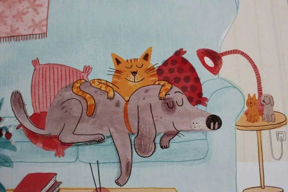 Дайте картинок кошек. Прикольные рисунки собак и кошек. доброе утро кот и пес. смешные рисунки котов и собак. кот и собака иллюстрация.