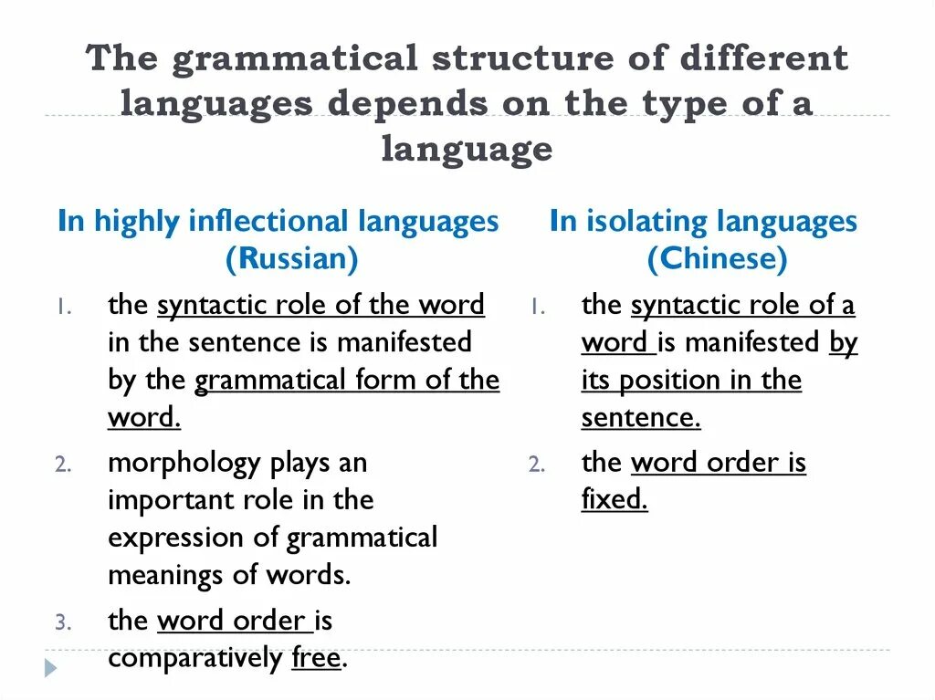 Grammar structures