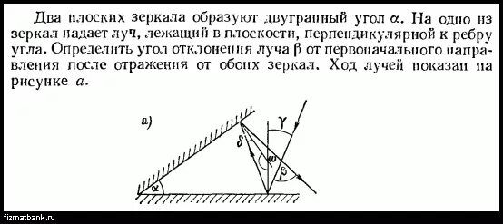 Два плоских зеркала образуют Двугранный угол. Два плоских зеркала образуют Двугранный угол 60. Падающий Луч перпендикулярен. Луч падающий на плоское зеркало. Луч света падает на горизонтально расположенное