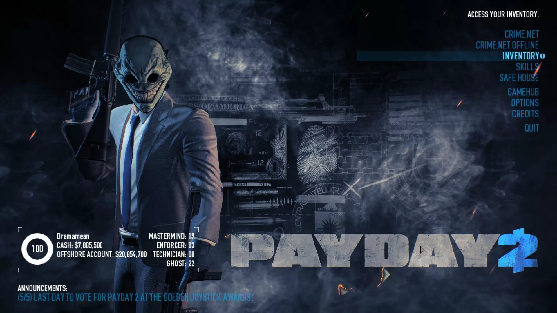 Почему payday 2. Grin payday. Payday 2 Crime net. Golden Grin payday 2 хранилище. Дата выхода пейедей 3 скрины.