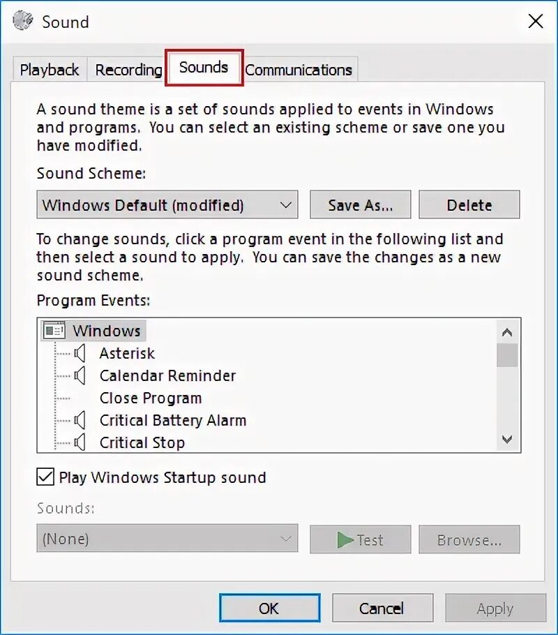 Windows audio settings. Windows audio settings