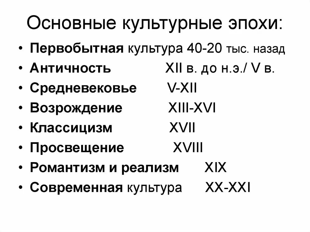 Название эпох в искусстве. Культурные эпохи. Культурно исторические эпохи. Исторические периоды культуры. Культура исторических эпох.