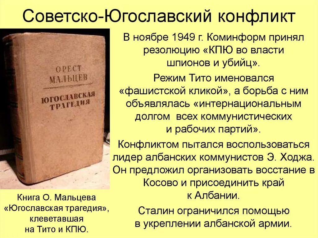 Создание коминформбюро. Советско-югославский конфликт (1948 — 1953. Югославский конфликт 1948. Совето югомлавский конфл. Советского югославский конфликт.