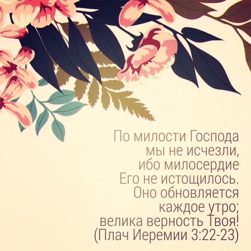 Милость обновляется каждое утро. По милости господа мы не исчезли. милость его обновляется каждое утро. милость господа обновляется каждое утро. милость твоя обновляется каждое утро.