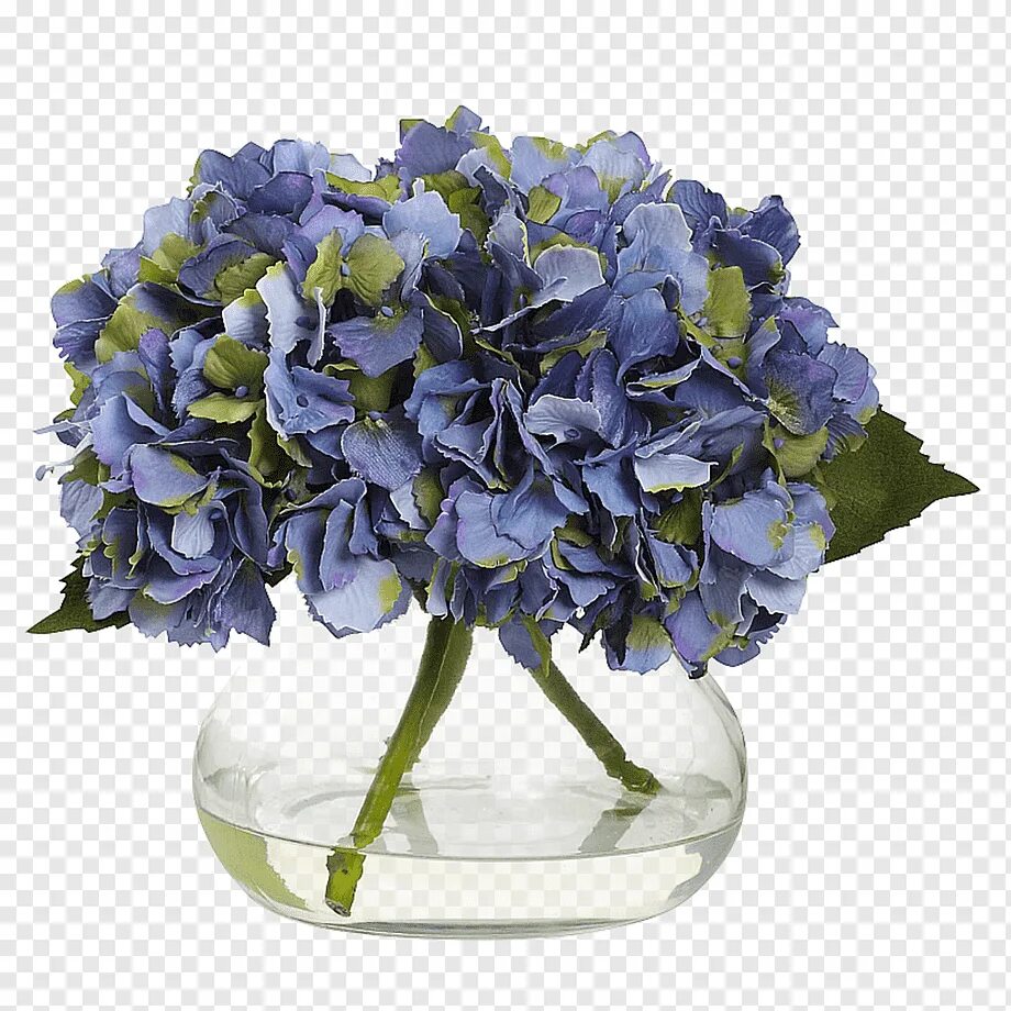 Стеклянный синий цветок. Гидрангея. Гидрангея срезка.
