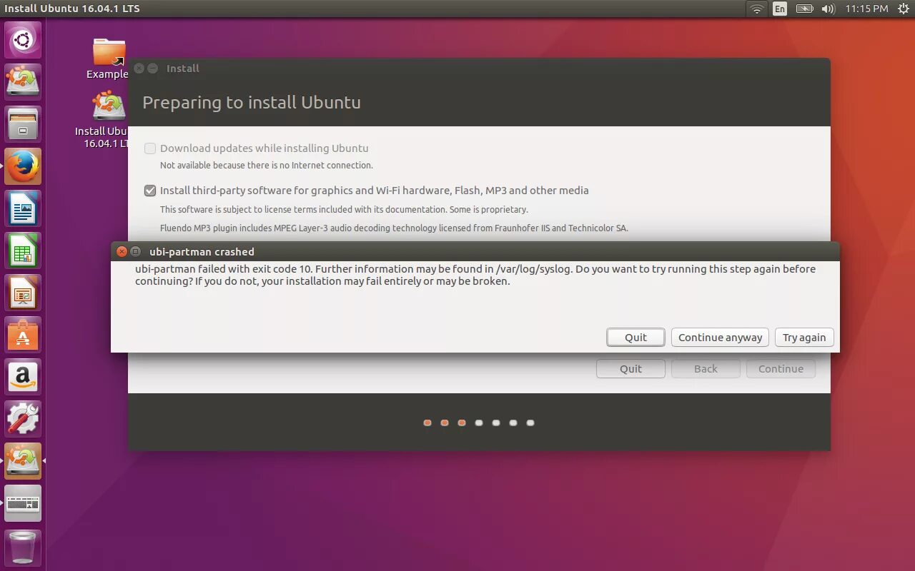 Failed with result exit code. Инсталлятор убунту. Расширение диска Ubuntu. Токен Ubi. Ubi partman failed with exit code 141.