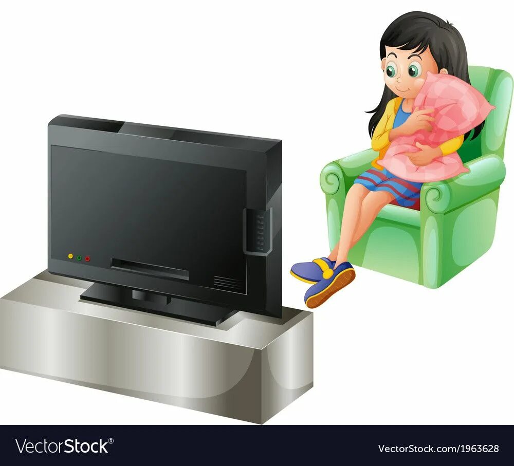 He watches tv every day. Девушка перед телевизором иллюстрации. Девушка смотрит телевизор иллюстрация. Девочка смотрит телевизор. Девочка телевизор иллюстрация.