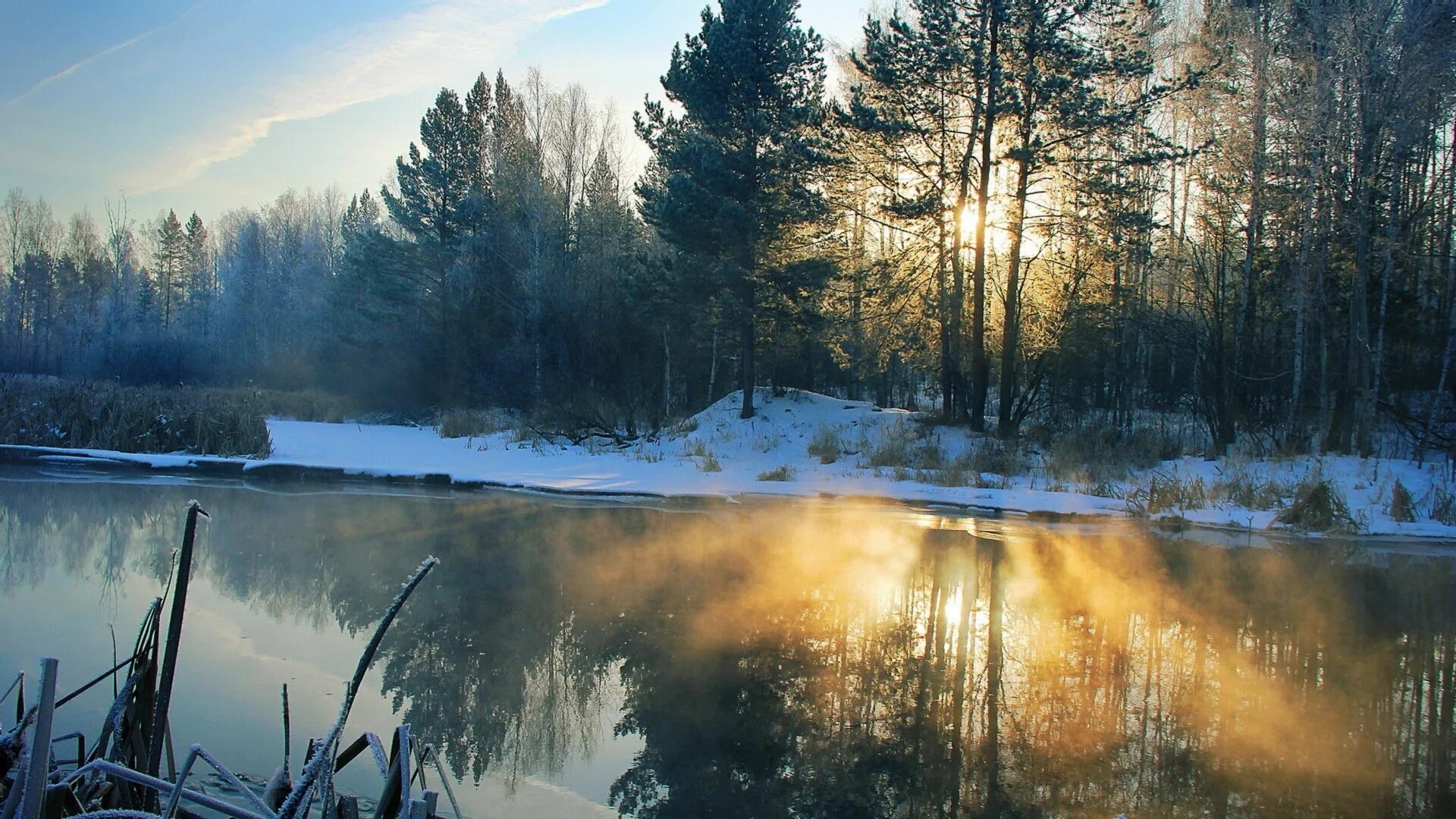 Весенний пейзаж. Зима река. Красивые пейзажи ранней весны. Утро природа февраль