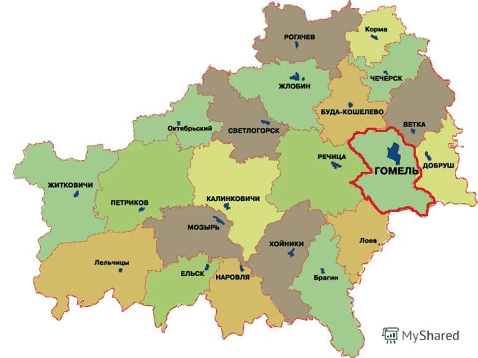 Где город гомель. Гомельская область на карте. Карта Гомельской области с районами. Районы Гомельской области. Гомельская обл карта районов.