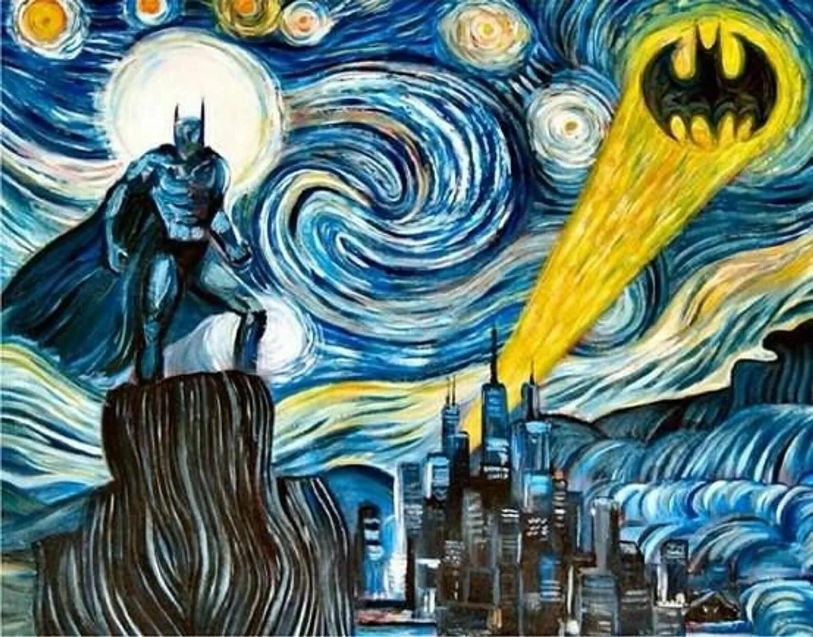 Пародии на картины. Бэтмен Ван Гог. «Звёздная ночь» Ван Гог. Ван Гог Звёздная ночь Бэтмен. Ван Гог Звездная ночь пародия.