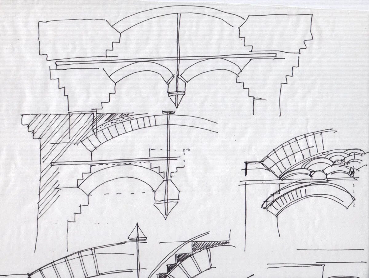 Своды Монье чертежи. Затяжки в кирпичных сводах. Арка эскиз.
