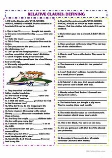 Defining non defining relative clauses exercises
