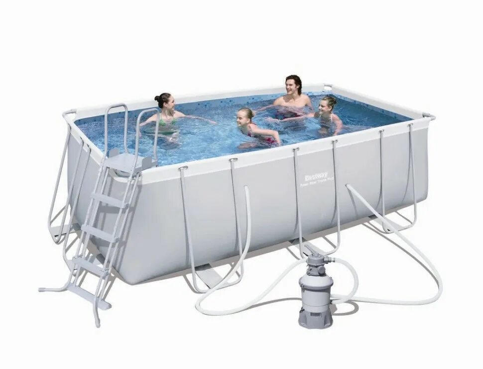 Rectangular power steel frame. Каркасный бассейн 412х201х122см прямоугольный bestway. bestway power steel 56457. бассейн бествей каркасный прямоугольный 12 м3. каркасный бассейн bestway power steel 56241/56456, 412x201x122 см (фильтр+лестница).