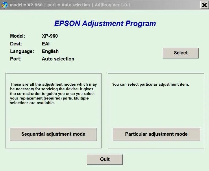 Epson l3060 adjustment program