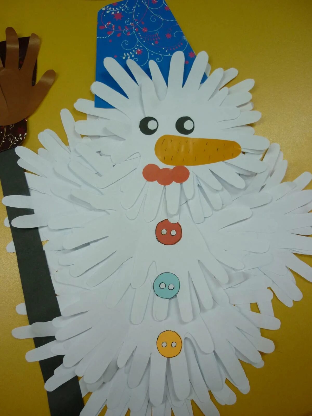 елка из ладошек. новогодняя поделка в детский сад. новогодняя елка из бумажных ладошек. елка из ладошек. новогодние поделки из детских ладошек.