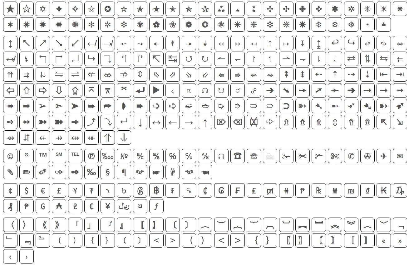 Символы Unicode. Alt символы. Шрифт символы соцсетей. Unicode таблица символов.