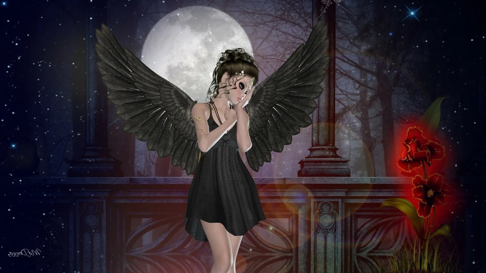 Темные крылья. Черная фея. Ангелы с парными крыльями. Крылья темной ночи. Ангел с опущенными крыльями.