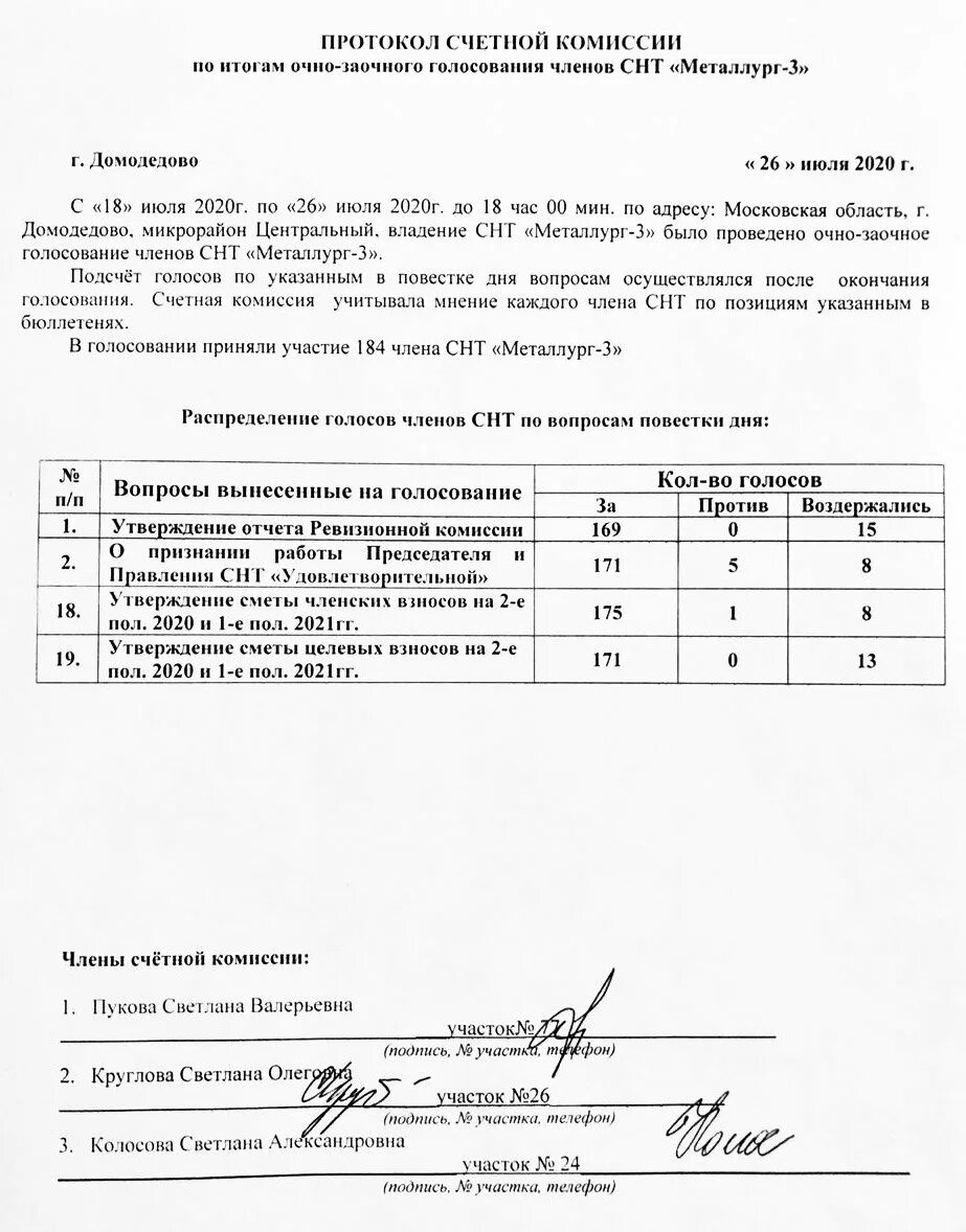 Образец заочного голосования. Протоко счётной комиссии СНТ. Протокол заочного голосования в СНТ образец. Образец протокола собрания заочного голосования СНТ. Протокол Счетной комиссии СНТ.