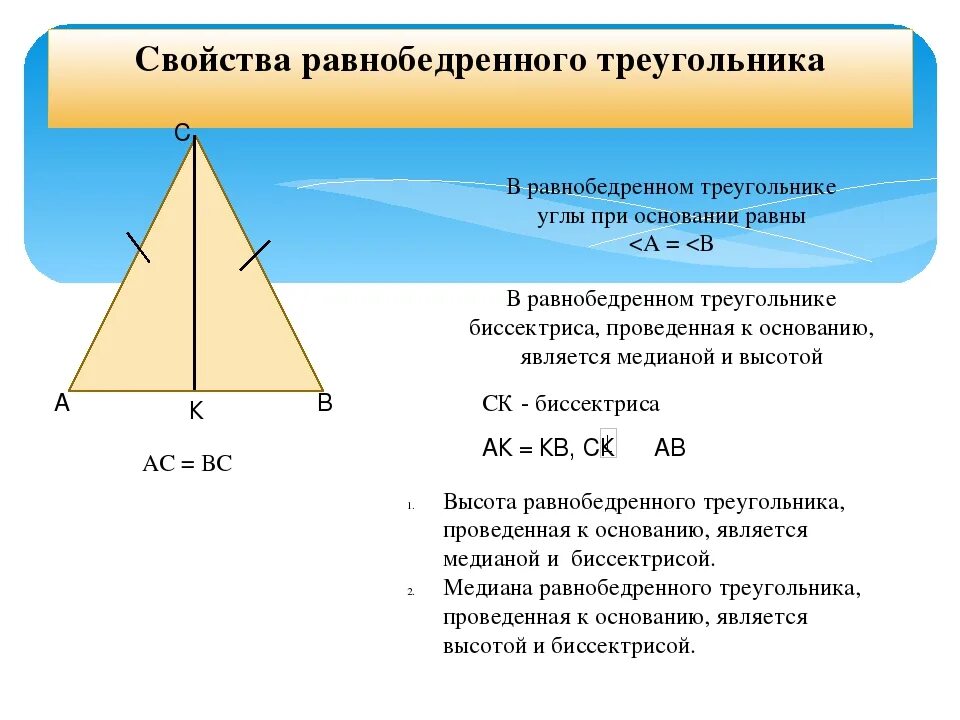 Равнобедренный треугольник где высота. Свойства равнобедренного треугольника чертеж. Высота в равнобедренном треугольнике свойства. Треугольник свойства равнобедренного треугольника. Определение равнобедренного треугольника и его свойства 7 класс.