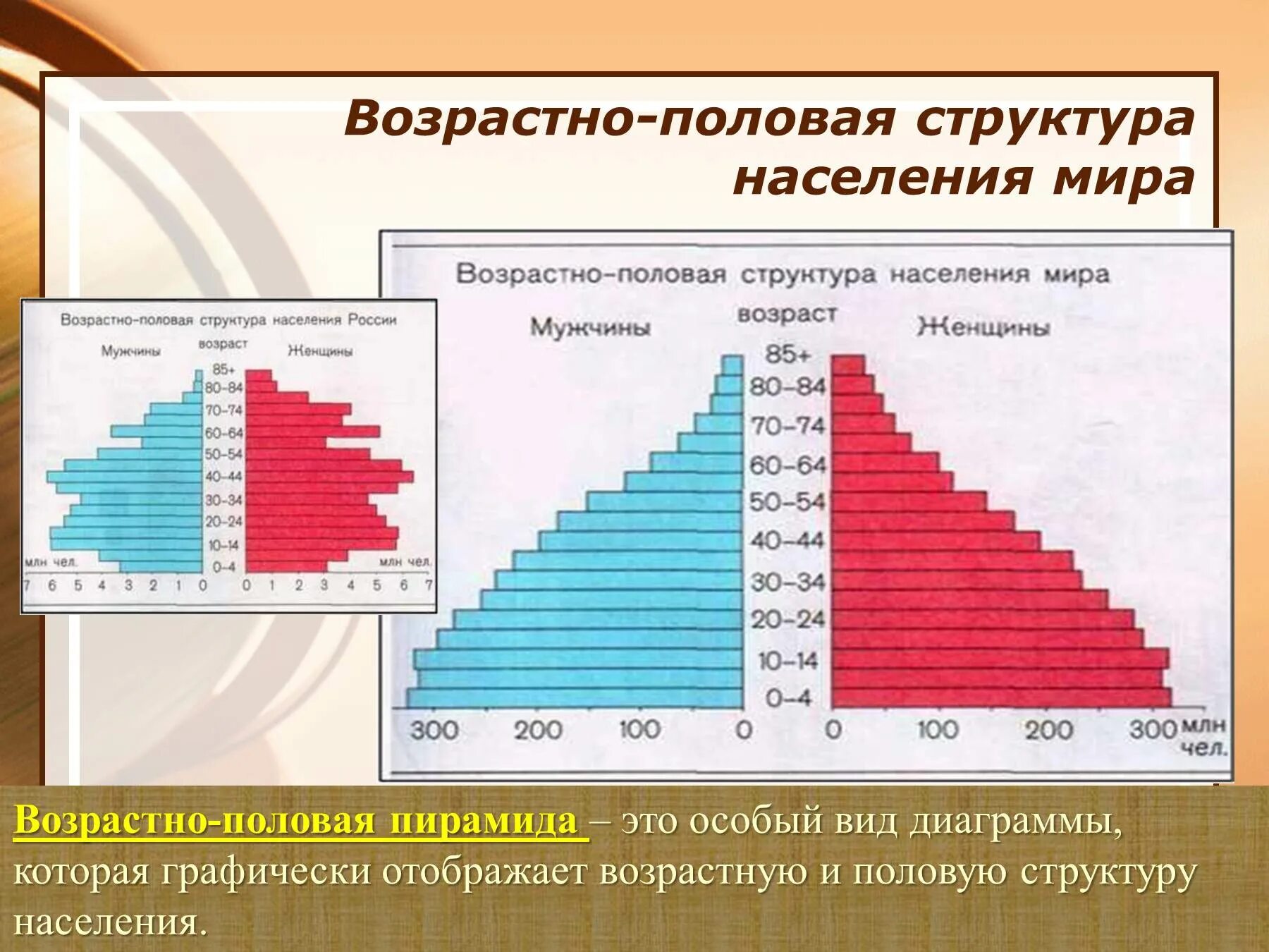 Пирамида возрастно-половой структуры населения.