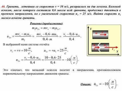 Гранат летевший горизонтально со скоростью 10